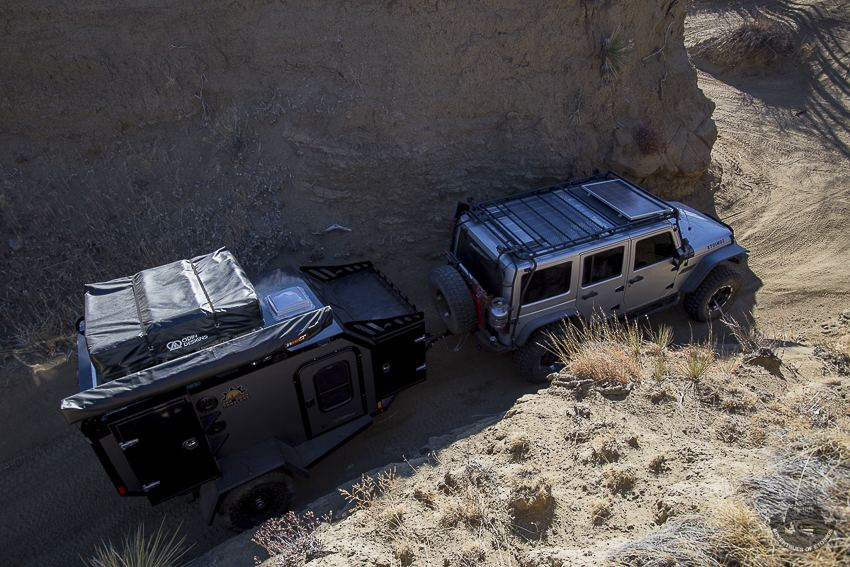 The narrow track of the Off Grid Trailers Expedition 2.0 allows it to go where your Jeep goes.