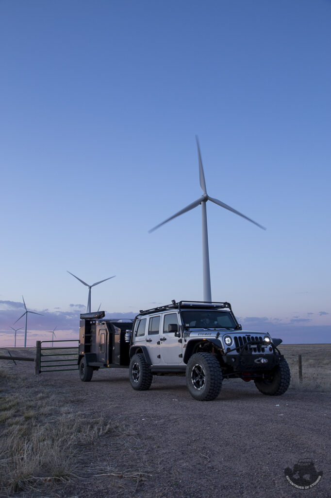 Camping in the middle of a wind farm.